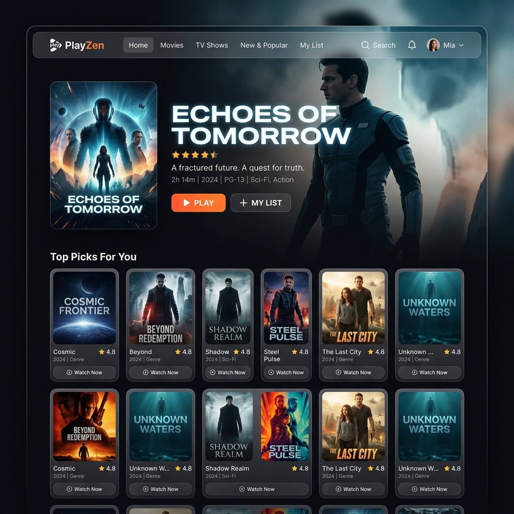 PlayZen Movie Platform Mockup